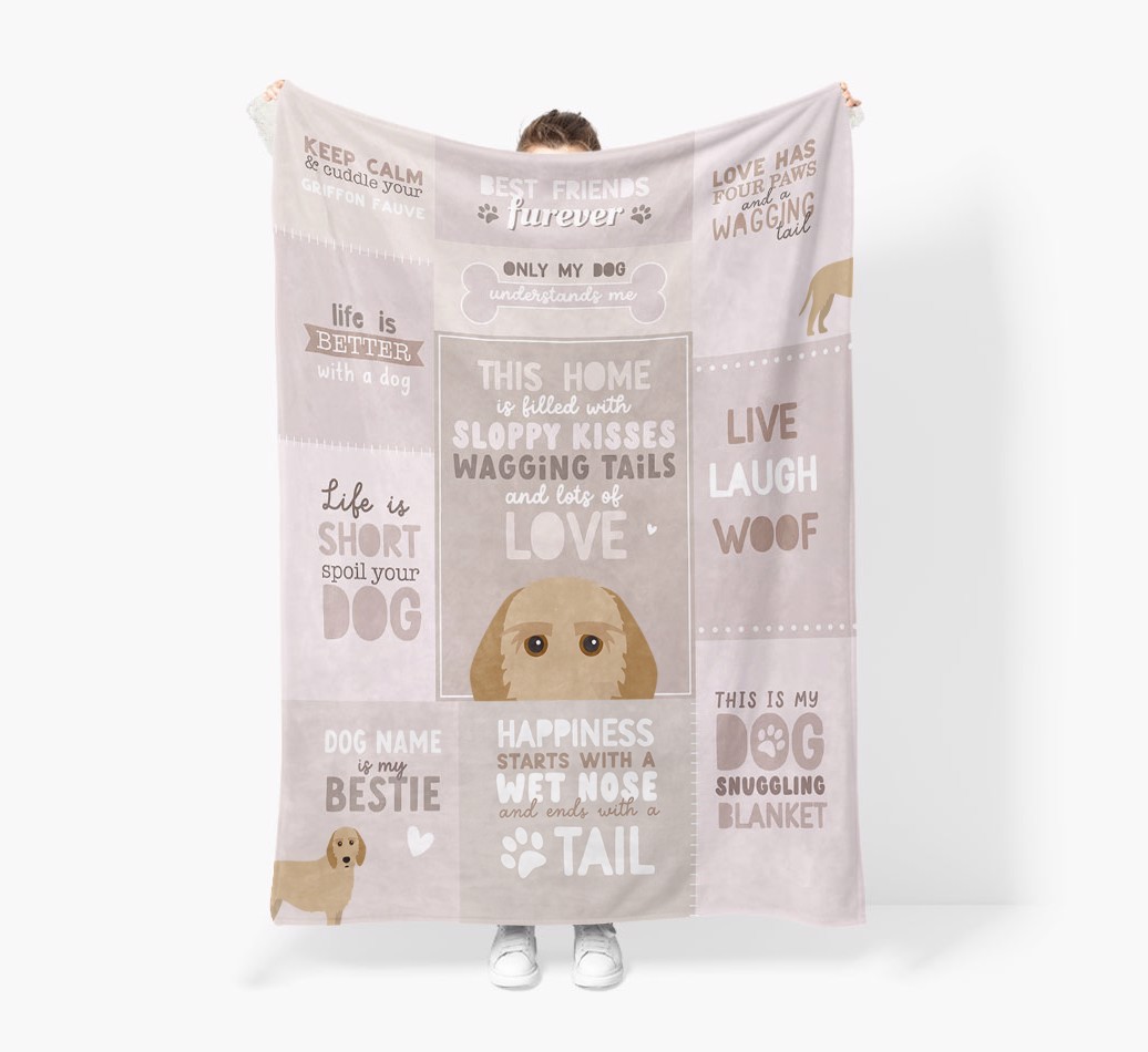 Patchwork Quotes: Personalised {breedFullName} Premium Sherpa Fleece Blanket