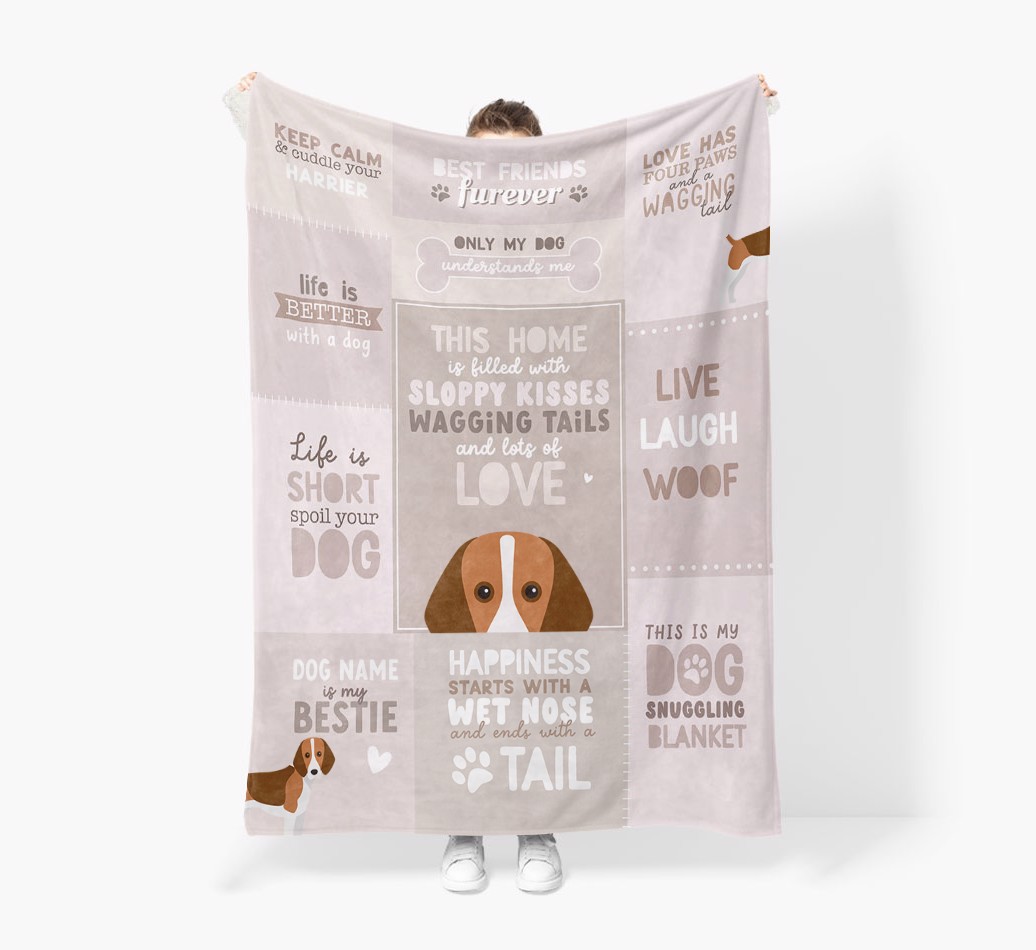 Patchwork Quotes: Personalised {breedFullName} Premium Sherpa Fleece Blanket