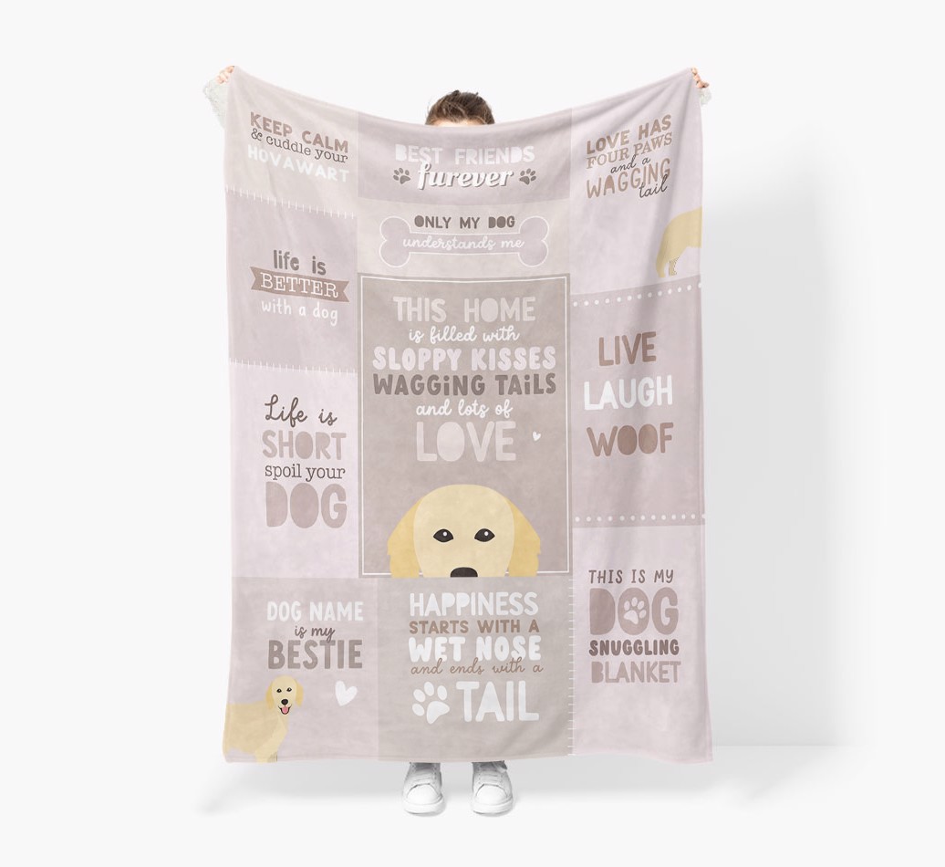 Patchwork Quotes: Personalised {breedFullName} Premium Sherpa Fleece Blanket