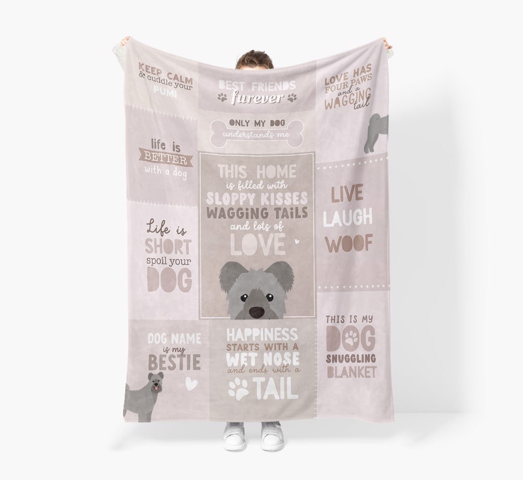 Patchwork Quotes: Personalised {breedFullName} Premium Sherpa Fleece Blanket