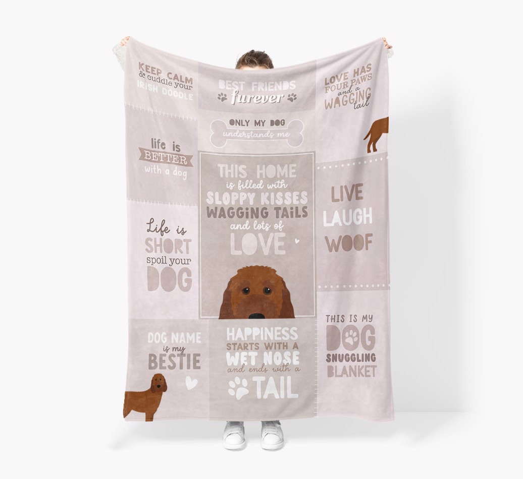 Patchwork Quotes: Personalised {breedFullName} Premium Sherpa Fleece Blanket