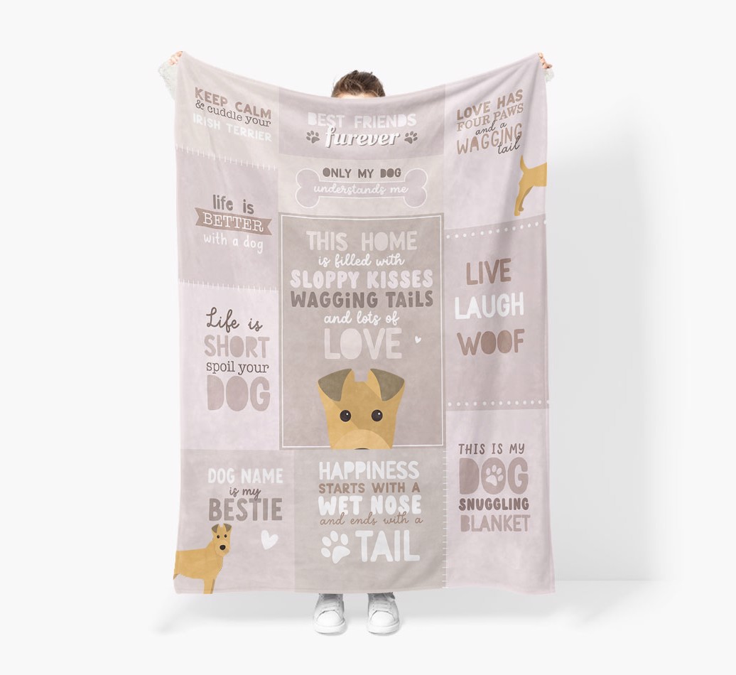 Patchwork Quotes: Personalised {breedFullName} Premium Sherpa Fleece Blanket