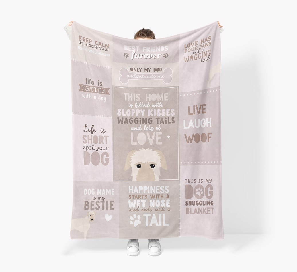 Patchwork Quotes: Personalised {breedFullName} Premium Sherpa Fleece Blanket