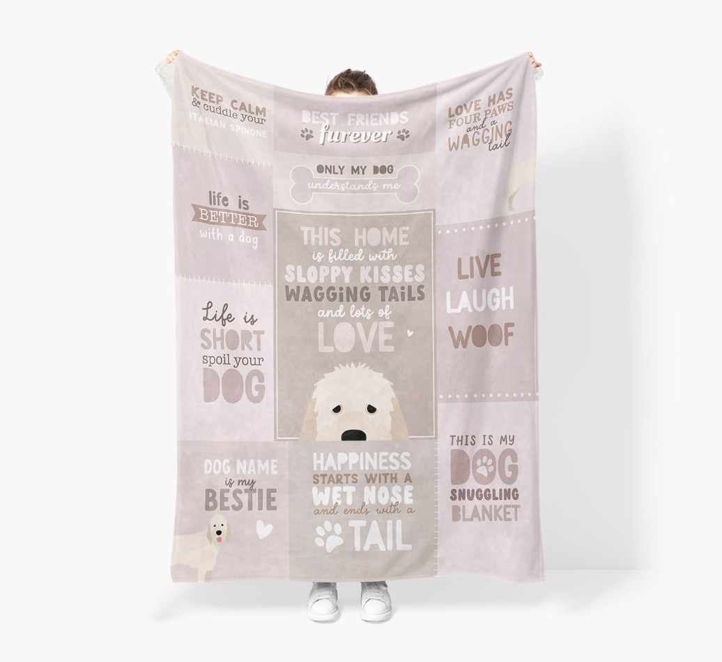 Patchwork Quotes: Personalised {breedFullName} Premium Sherpa Fleece Blanket