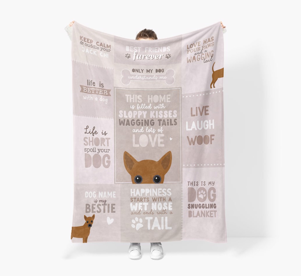 Patchwork Quotes: Personalised {breedFullName} Premium Sherpa Fleece Blanket