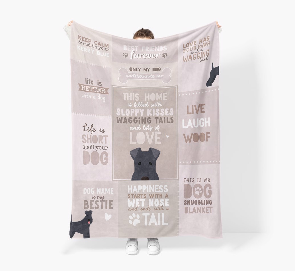 Patchwork Quotes: Personalised {breedFullName} Premium Sherpa Fleece Blanket