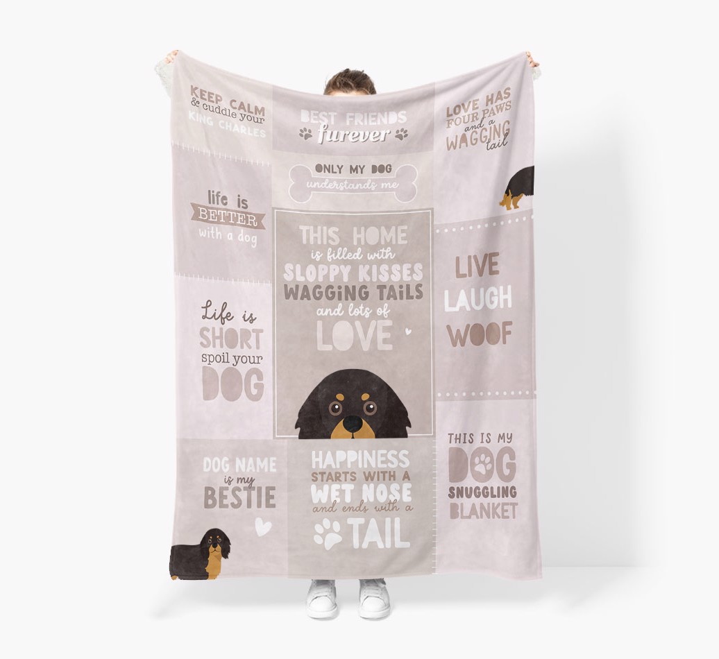 Patchwork Quotes: Personalised {breedFullName} Premium Sherpa Fleece Blanket