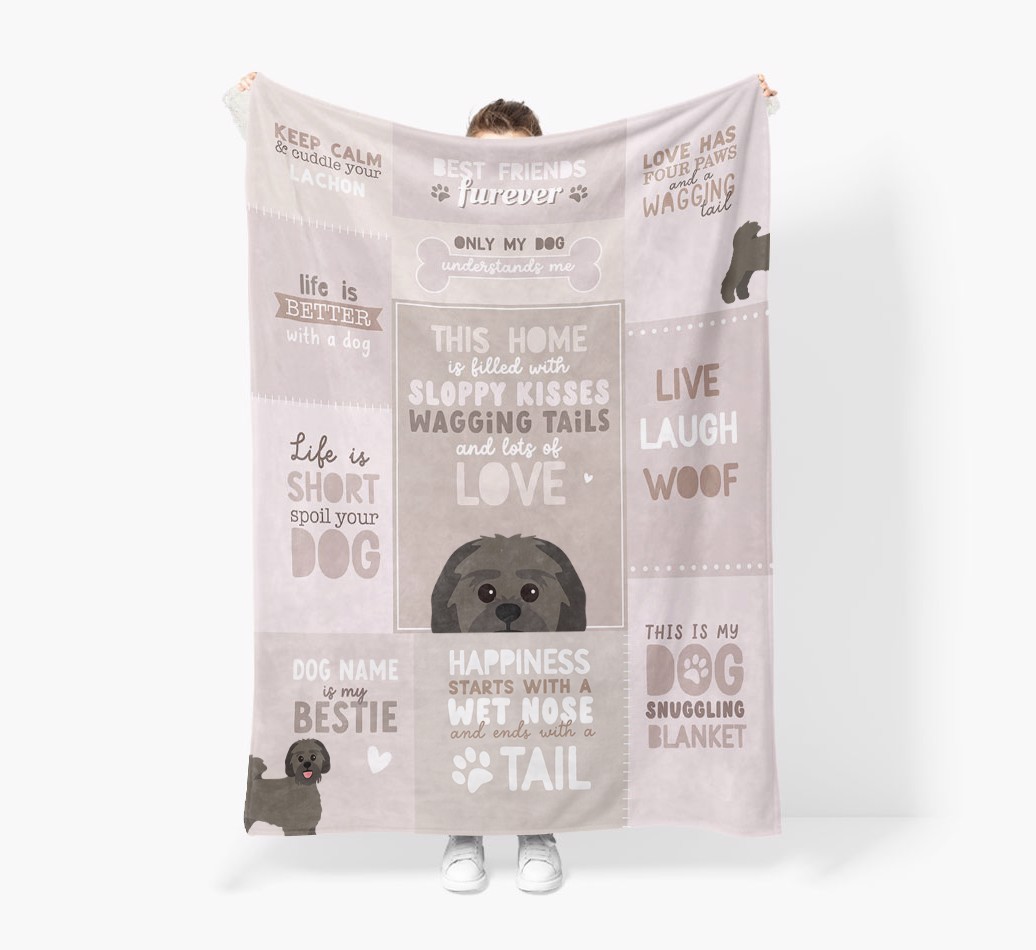 Patchwork Quotes: Personalised {breedFullName} Premium Sherpa Fleece Blanket