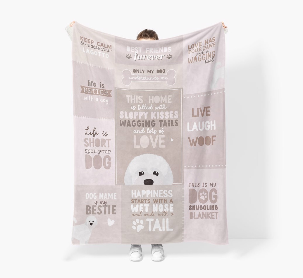 Patchwork Quotes: Personalised {breedFullName} Premium Sherpa Fleece Blanket