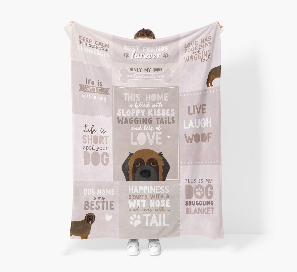 Patchwork Quotes: Personalised {breedFullName} Premium Sherpa Fleece Blanket