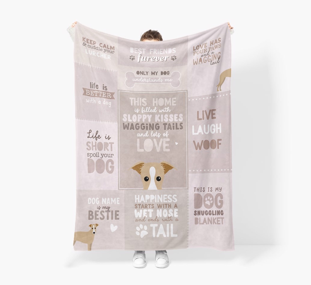 Patchwork Quotes: Personalised {breedFullName} Premium Sherpa Fleece Blanket