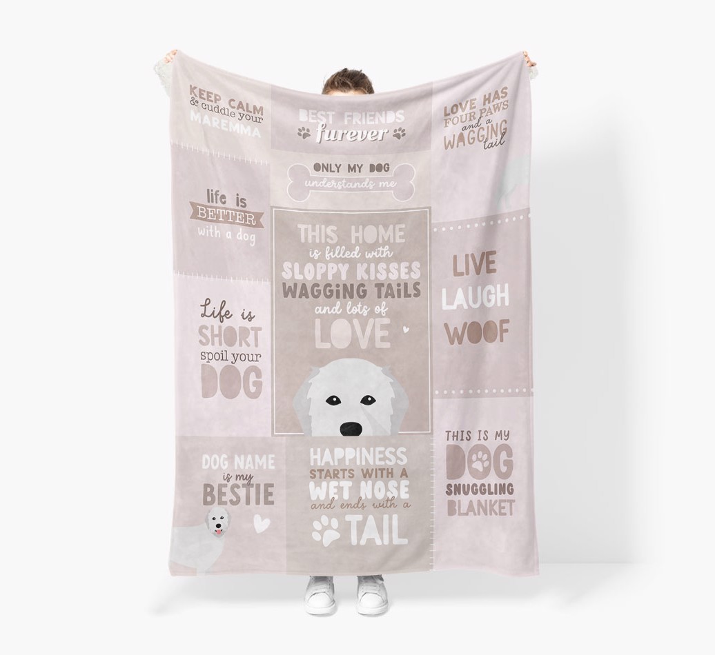 Patchwork Quotes: Personalised {breedFullName} Premium Sherpa Fleece Blanket