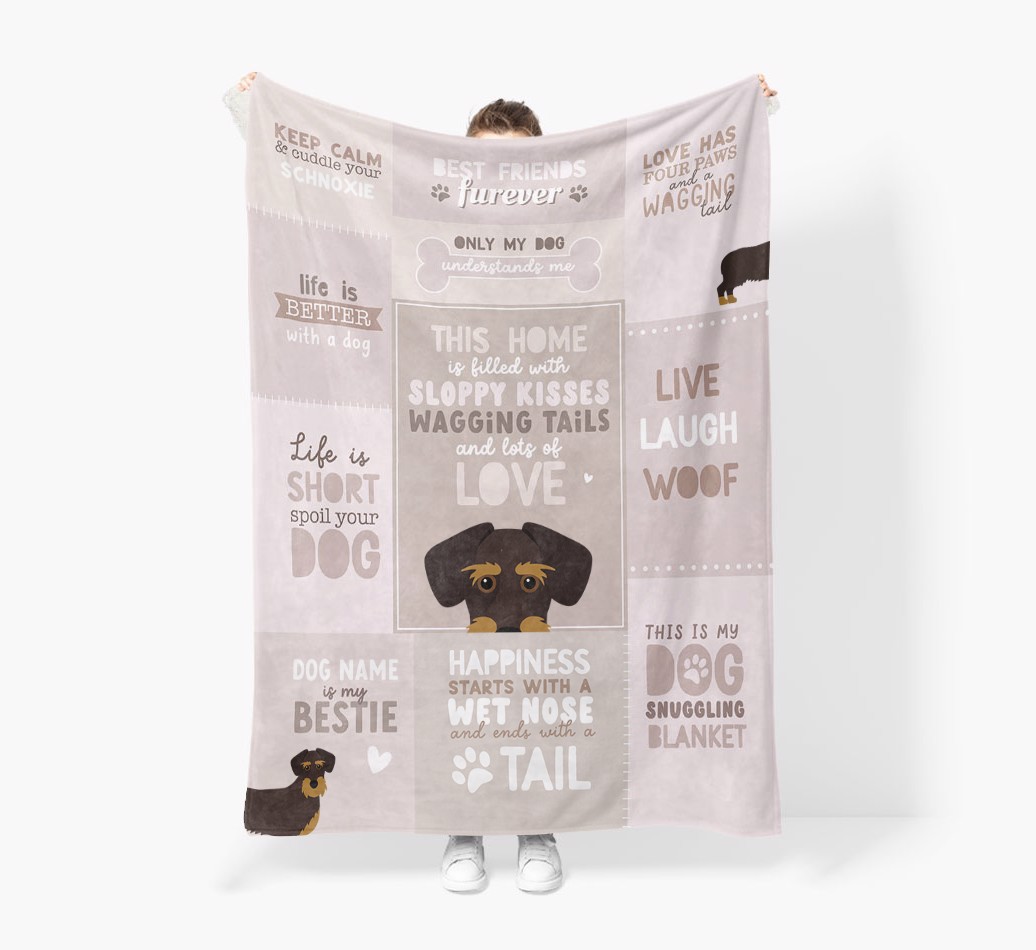 Patchwork Quotes: Personalised {breedFullName} Premium Sherpa Fleece Blanket