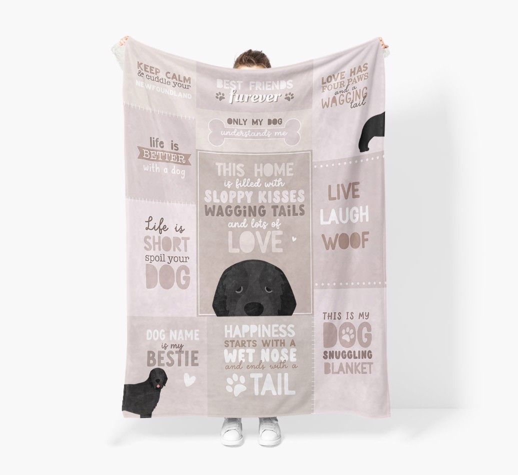 Patchwork Quotes: Personalised {breedFullName} Premium Sherpa Fleece Blanket