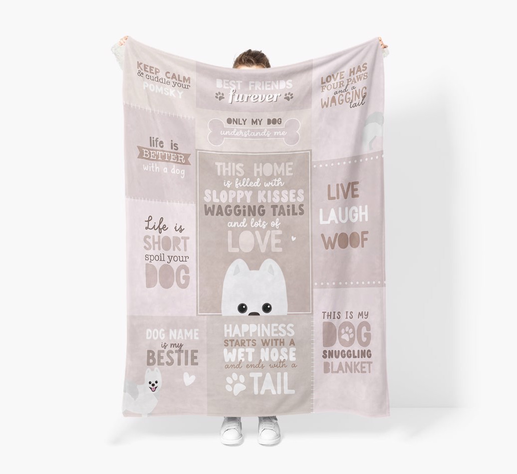 Patchwork Quotes: Personalised {breedFullName} Premium Sherpa Fleece Blanket
