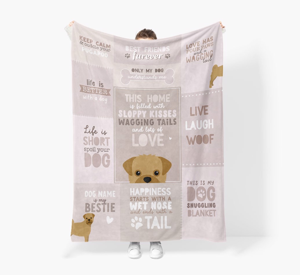 Patchwork Quotes: Personalised {breedFullName} Premium Sherpa Fleece Blanket