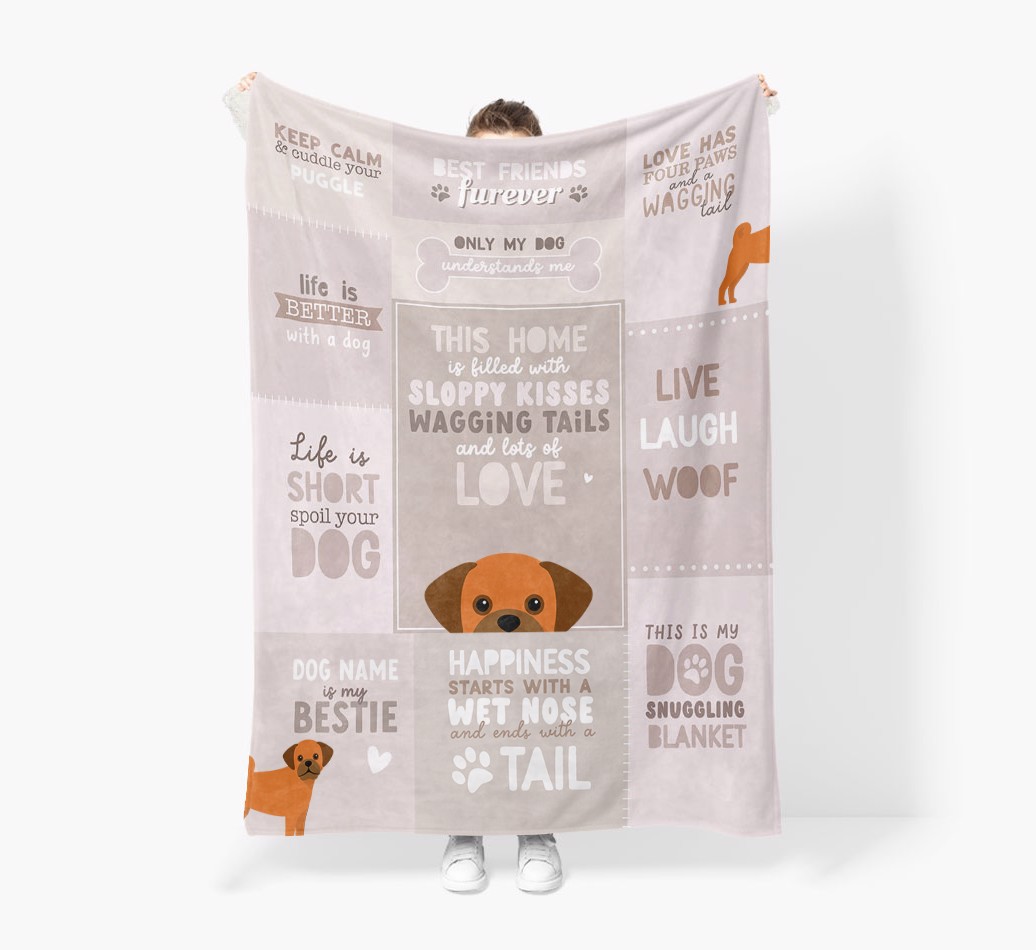 Patchwork Quotes: Personalized {breedFullName} Premium Sherpa Fleece Blanket
