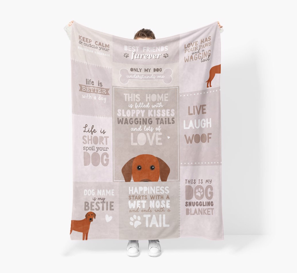 Patchwork Quotes: Personalised {breedFullName} Premium Sherpa Fleece Blanket