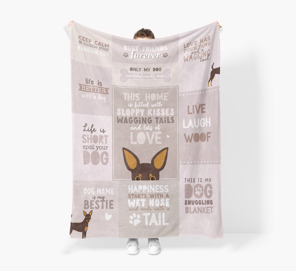 Patchwork Quotes: Personalised {breedFullName} Premium Sherpa Fleece Blanket