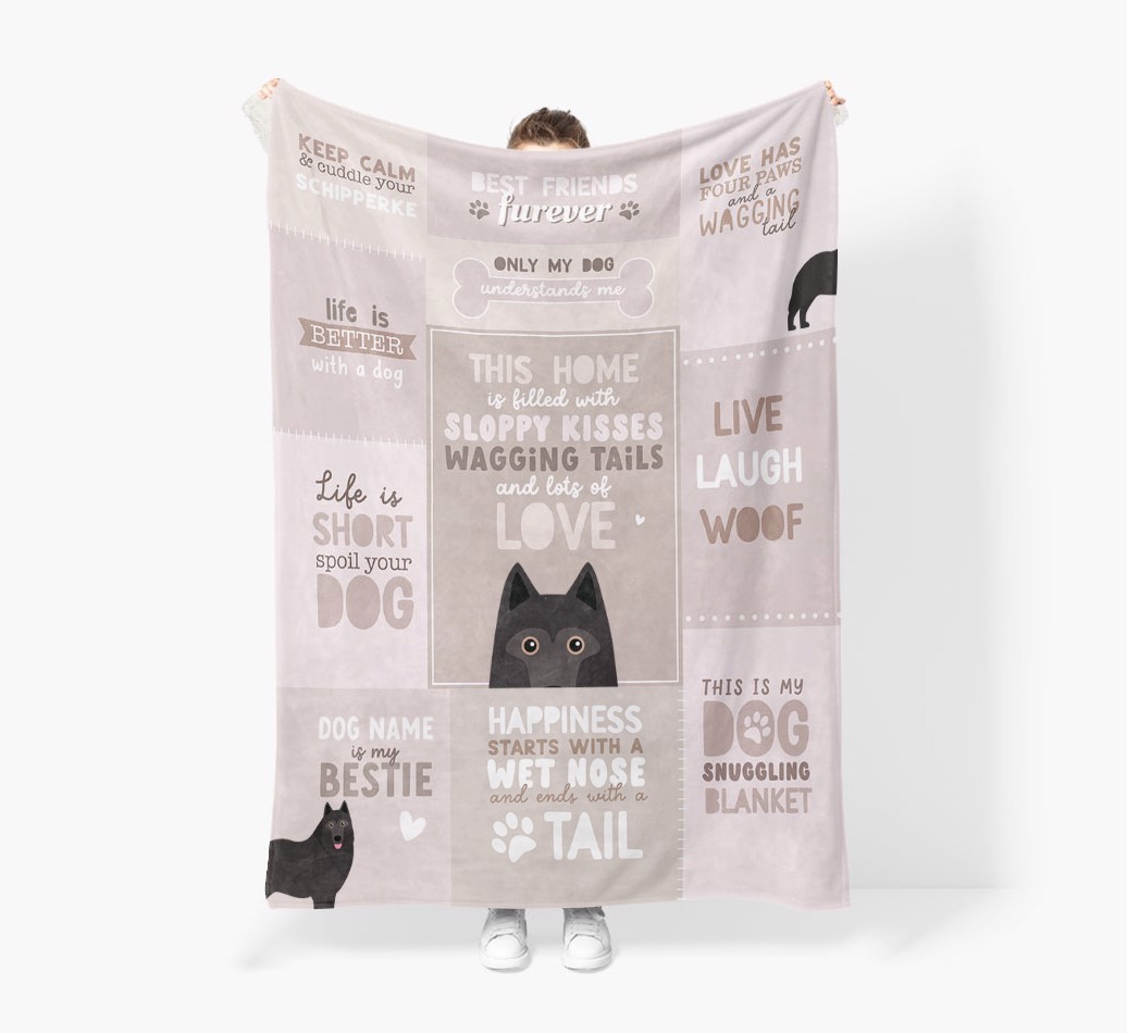 Patchwork Quotes: Personalised {breedFullName} Premium Sherpa Fleece Blanket