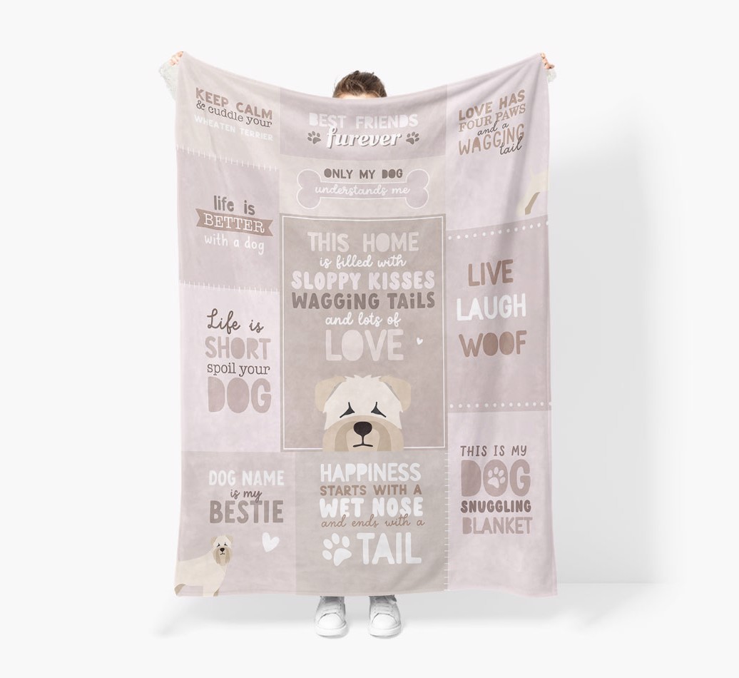 Patchwork Quotes: Personalised {breedFullName} Premium Sherpa Fleece Blanket