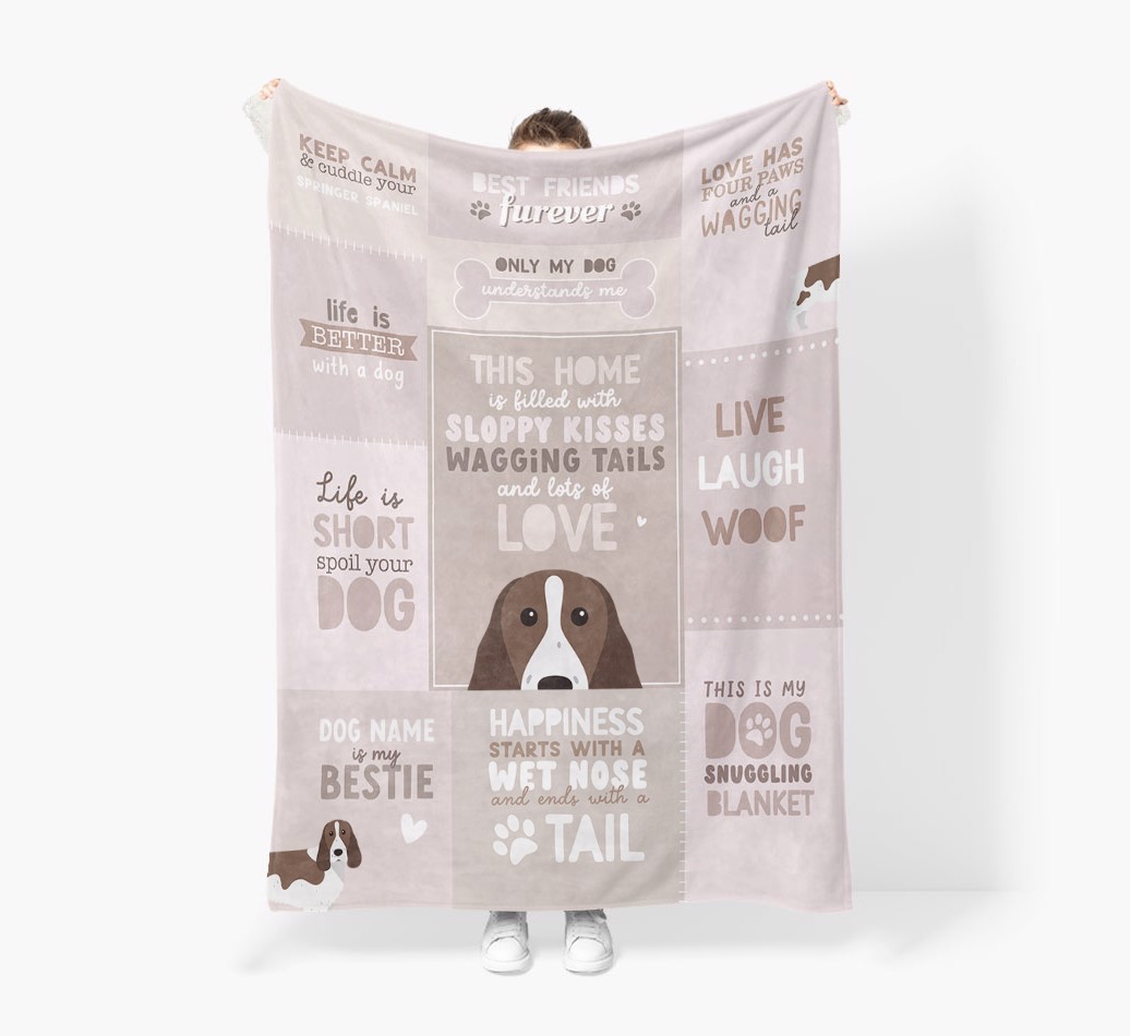Patchwork Quotes: Personalised {breedFullName} Premium Sherpa Fleece Blanket