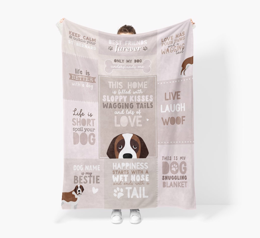 Patchwork Quotes: Personalised {breedFullName} Premium Sherpa Fleece Blanket