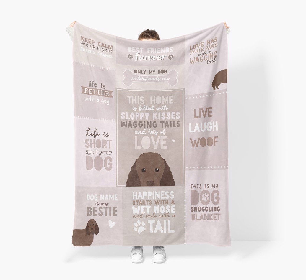 Patchwork Quotes: Personalised {breedFullName} Premium Sherpa Fleece Blanket