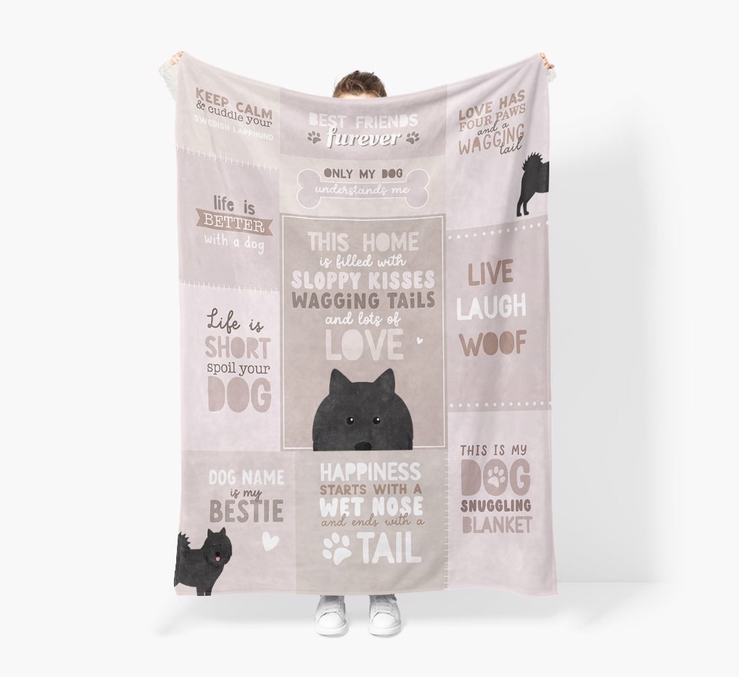Patchwork Quotes: Personalised {breedFullName} Premium Sherpa Fleece Blanket