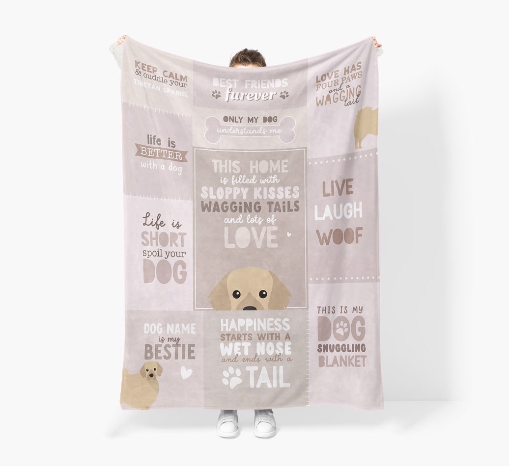 Patchwork Quotes: Personalised {breedFullName} Premium Sherpa Fleece Blanket