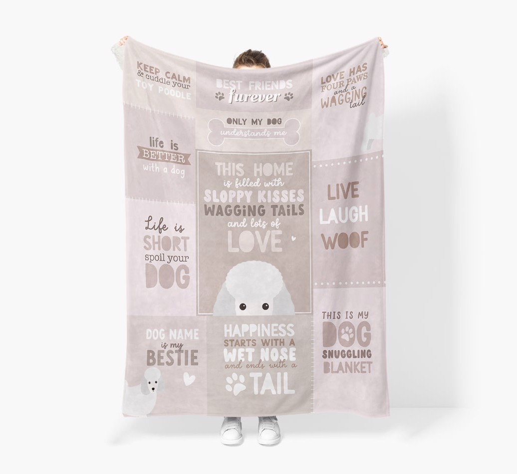Patchwork Quotes: Personalised {breedFullName} Premium Sherpa Fleece Blanket