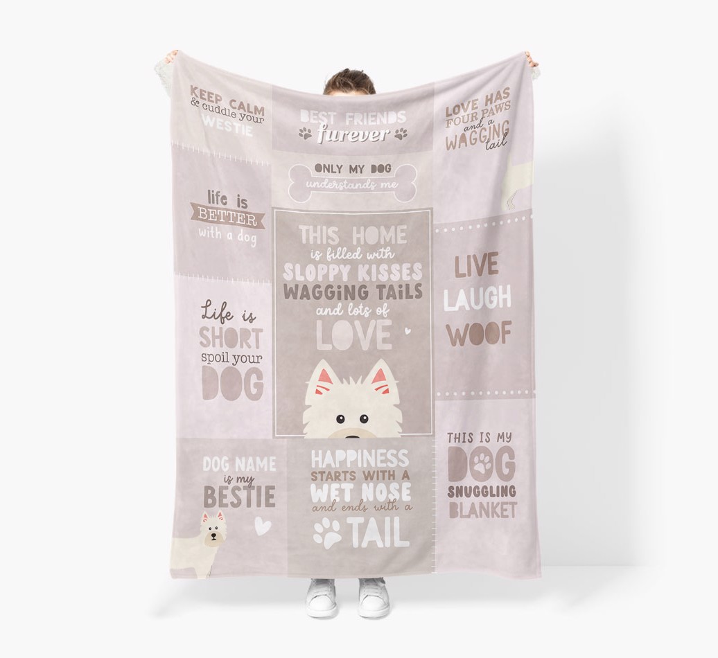 Patchwork Quotes: Personalised {breedFullName} Premium Sherpa Fleece Blanket