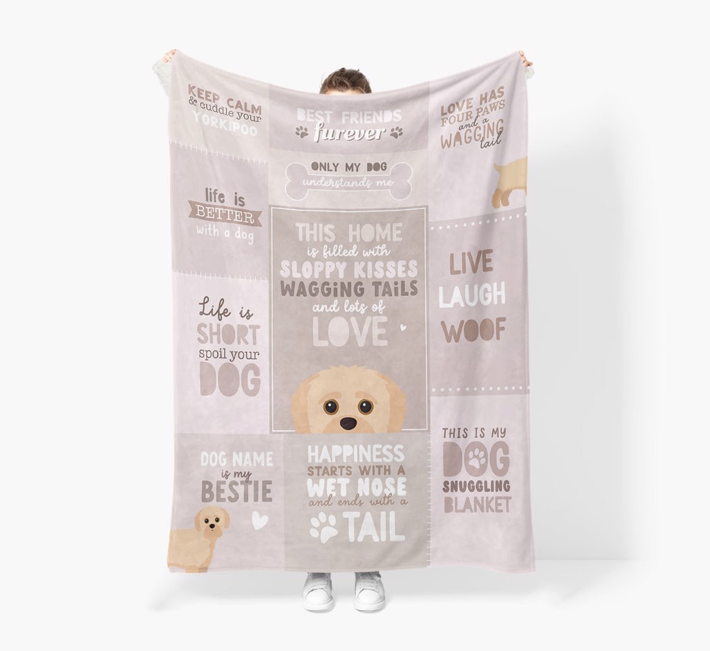 Patchwork Quotes: Personalized {breedFullName} Premium Sherpa Fleece Blanket