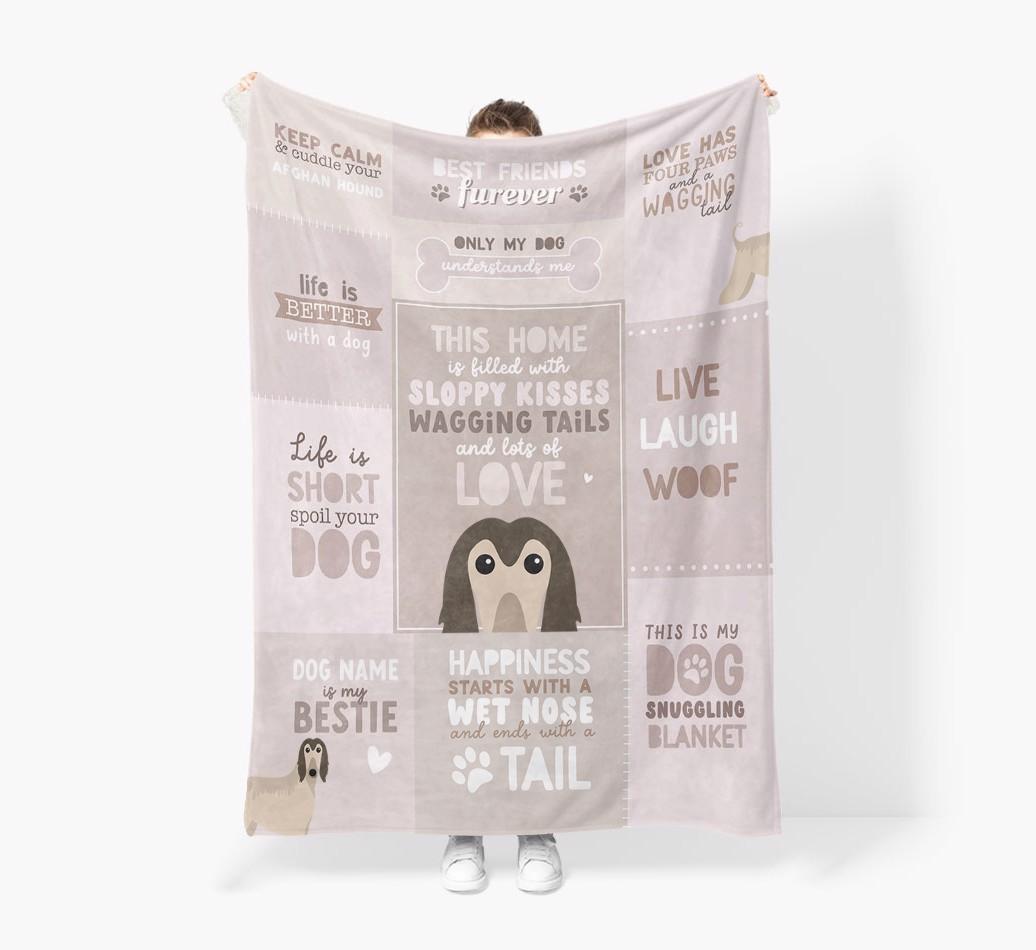 Patchwork Quotes: Personalized {breedFullName} Premium Sherpa Fleece Blanket