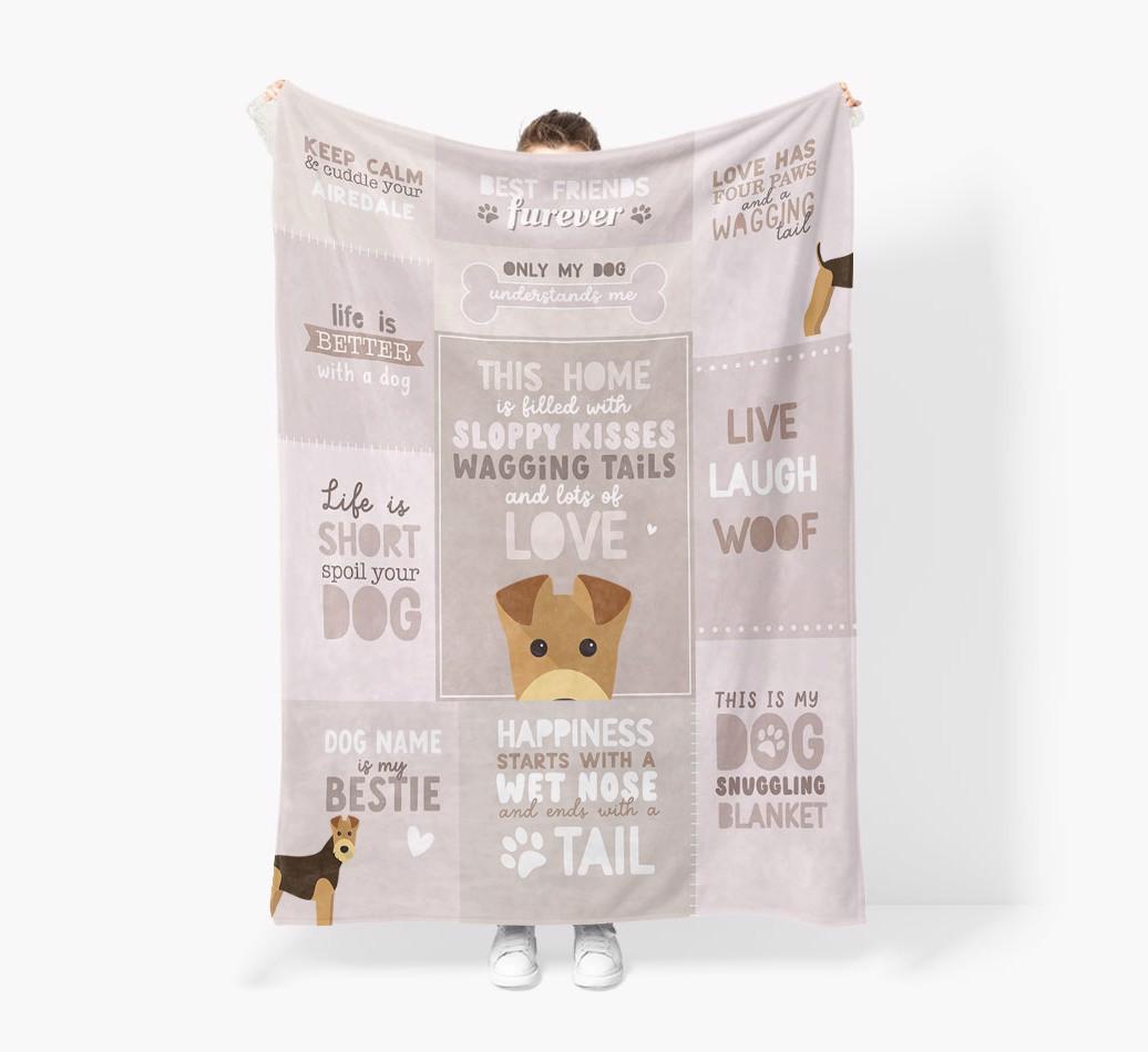 Patchwork Quotes: Personalized {breedFullName} Premium Sherpa Fleece Blanket