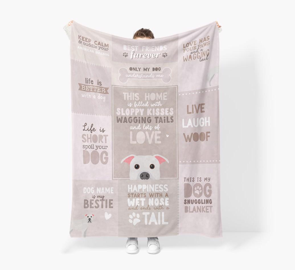 Patchwork Quotes: Personalized {breedFullName} Premium Sherpa Fleece Blanket