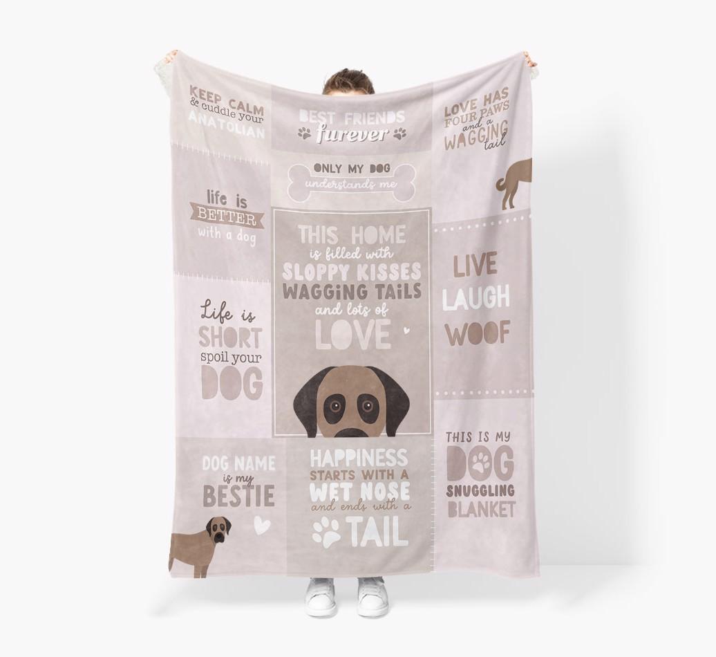 Patchwork Quotes: Personalized {breedFullName} Premium Sherpa Fleece Blanket