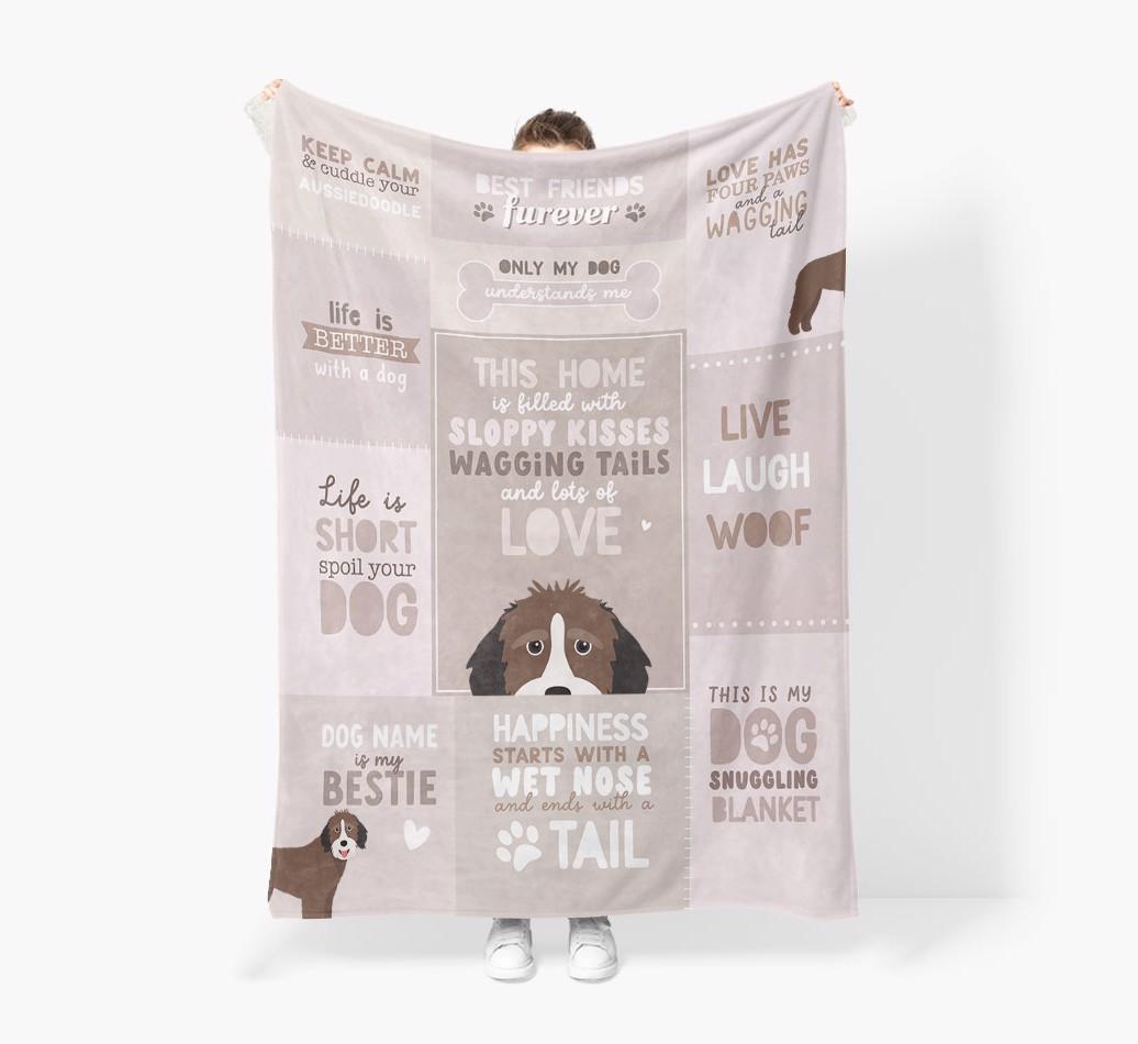 Patchwork Quotes: Personalized {breedFullName} Premium Sherpa Fleece Blanket
