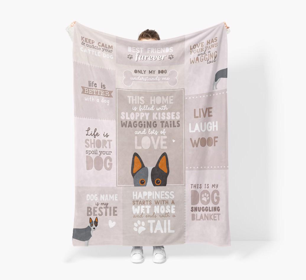 Patchwork Quotes: Personalized {breedFullName} Premium Sherpa Fleece Blanket