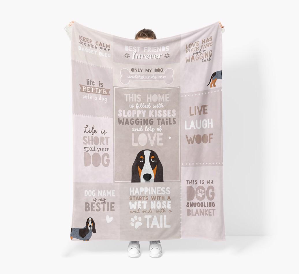 Patchwork Quotes: Personalized {breedFullName} Premium Sherpa Fleece Blanket