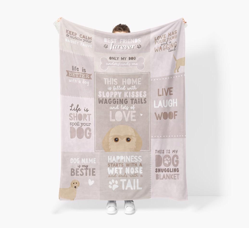 Patchwork Quotes: Personalized {breedFullName} Premium Sherpa Fleece Blanket