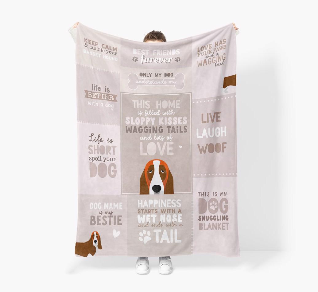 Patchwork Quotes: Personalized {breedFullName} Premium Sherpa Fleece Blanket