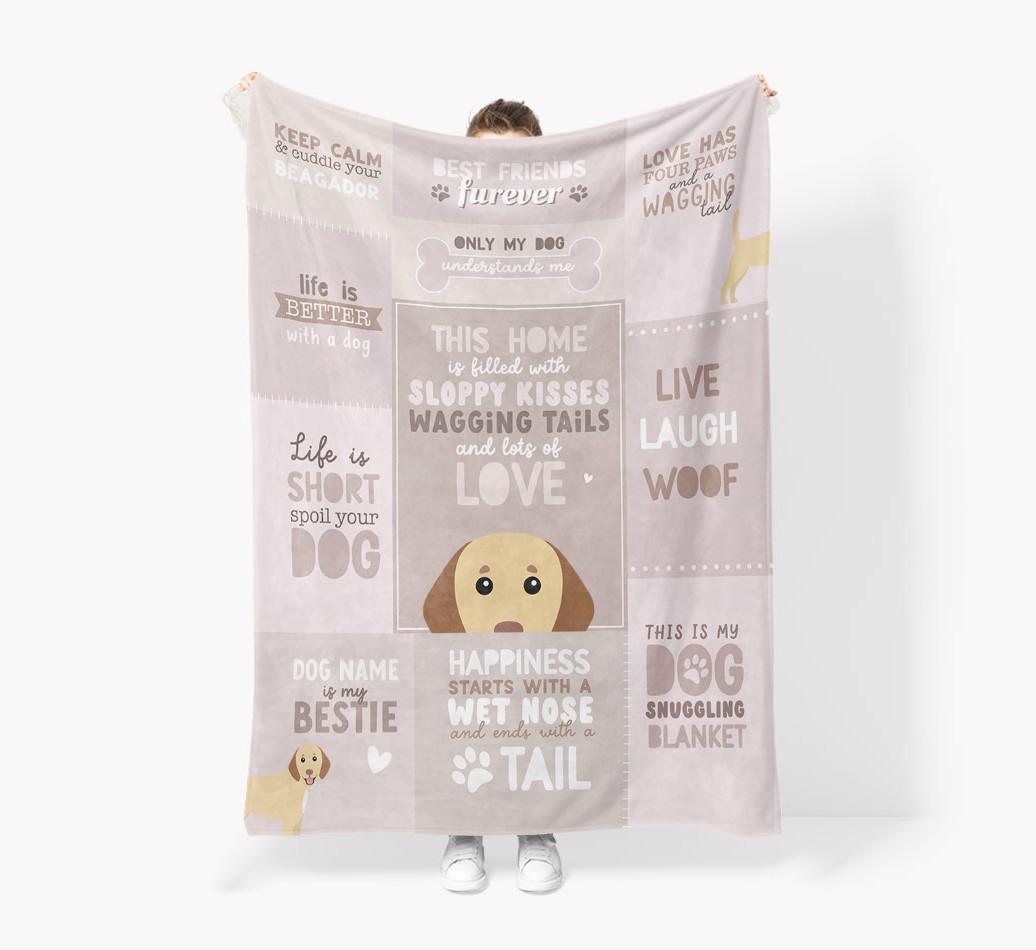Patchwork Quotes: Personalized {breedFullName} Premium Sherpa Fleece Blanket