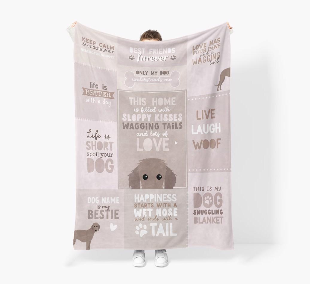 Patchwork Quotes: Personalized {breedFullName} Premium Sherpa Fleece Blanket