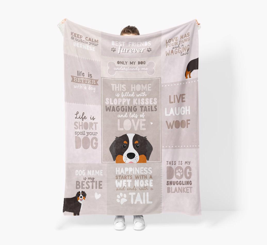 Patchwork Quotes: Personalized {breedFullName} Premium Sherpa Fleece Blanket