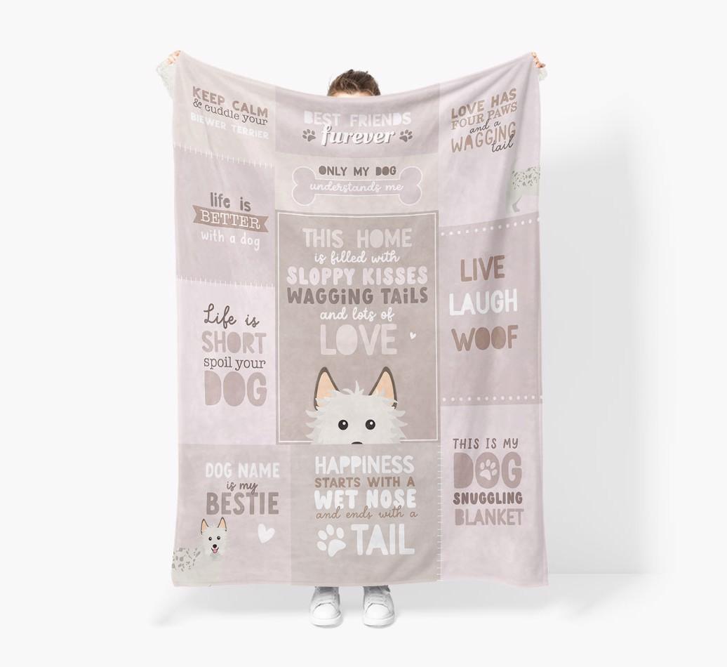 Patchwork Quotes: Personalized {breedFullName} Premium Sherpa Fleece Blanket