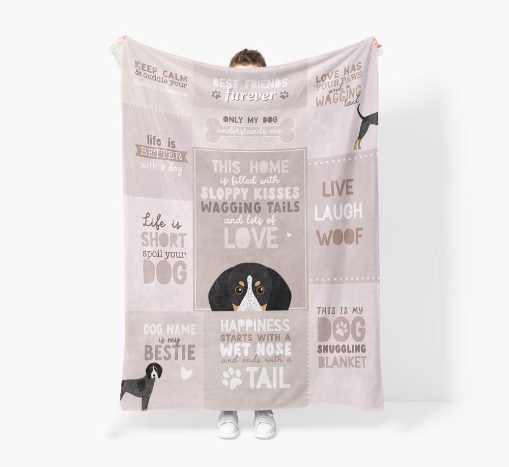 Patchwork Quotes: Personalized {breedFullName} Premium Sherpa Fleece Blanket