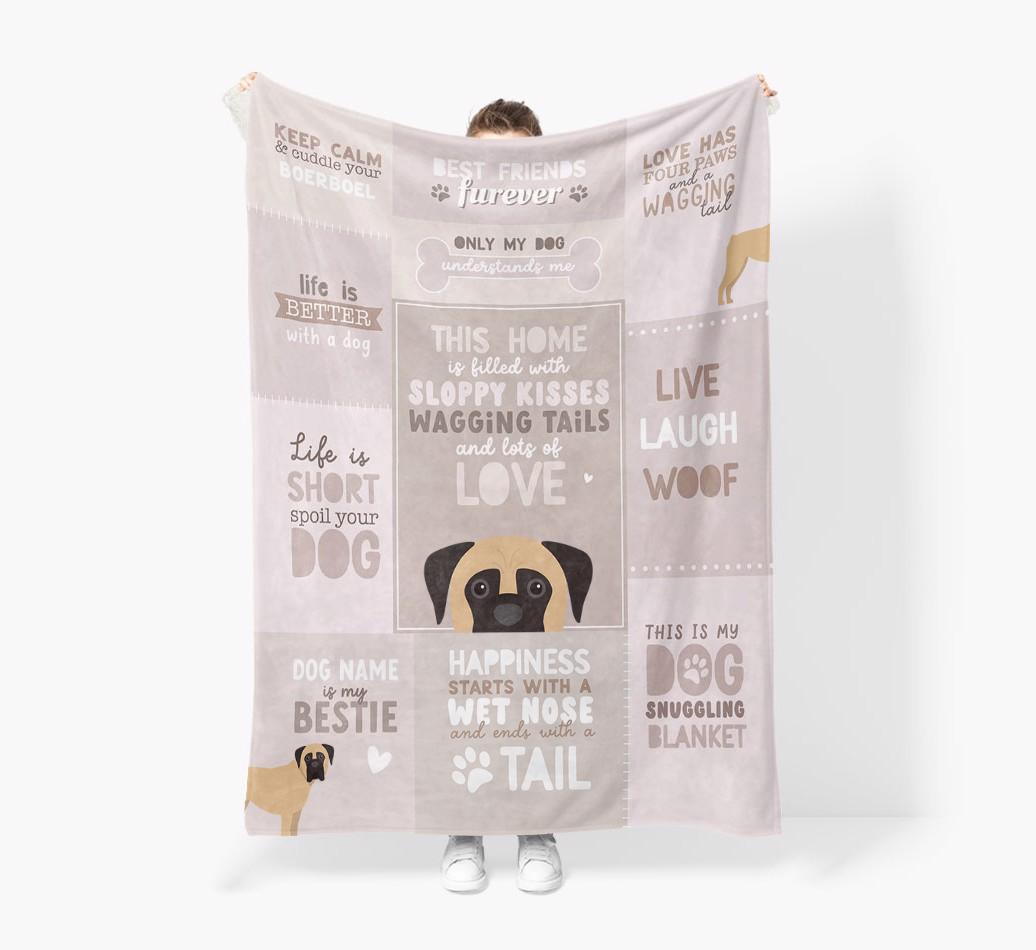 Patchwork Quotes: Personalized {breedFullName} Premium Sherpa Fleece Blanket