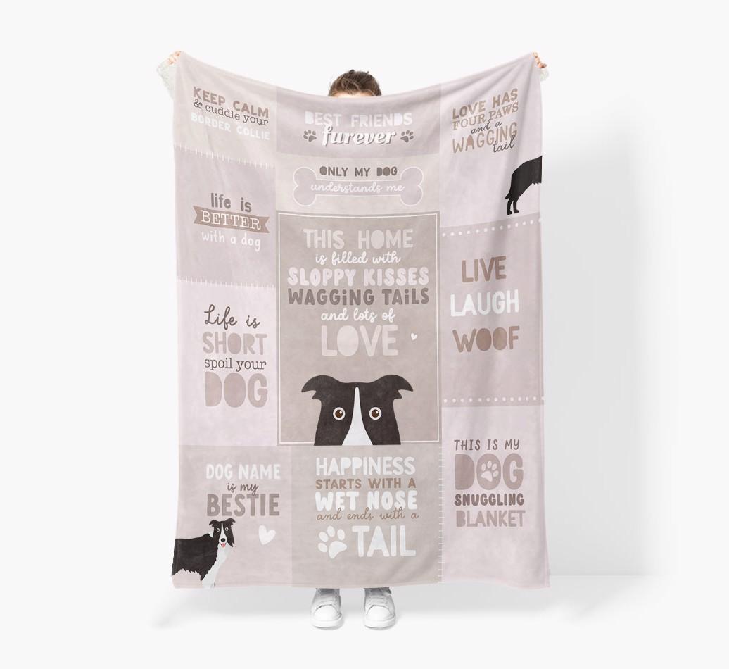 Patchwork Quotes: Personalized {breedFullName} Premium Sherpa Fleece Blanket