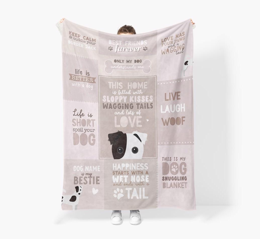 Patchwork Quotes: Personalized {breedFullName} Premium Sherpa Fleece Blanket